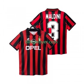 Billige Fotballdrakter AC Milan MALDINI 3 Retro Hjemmedraktsett 1996 1997 Kortermet